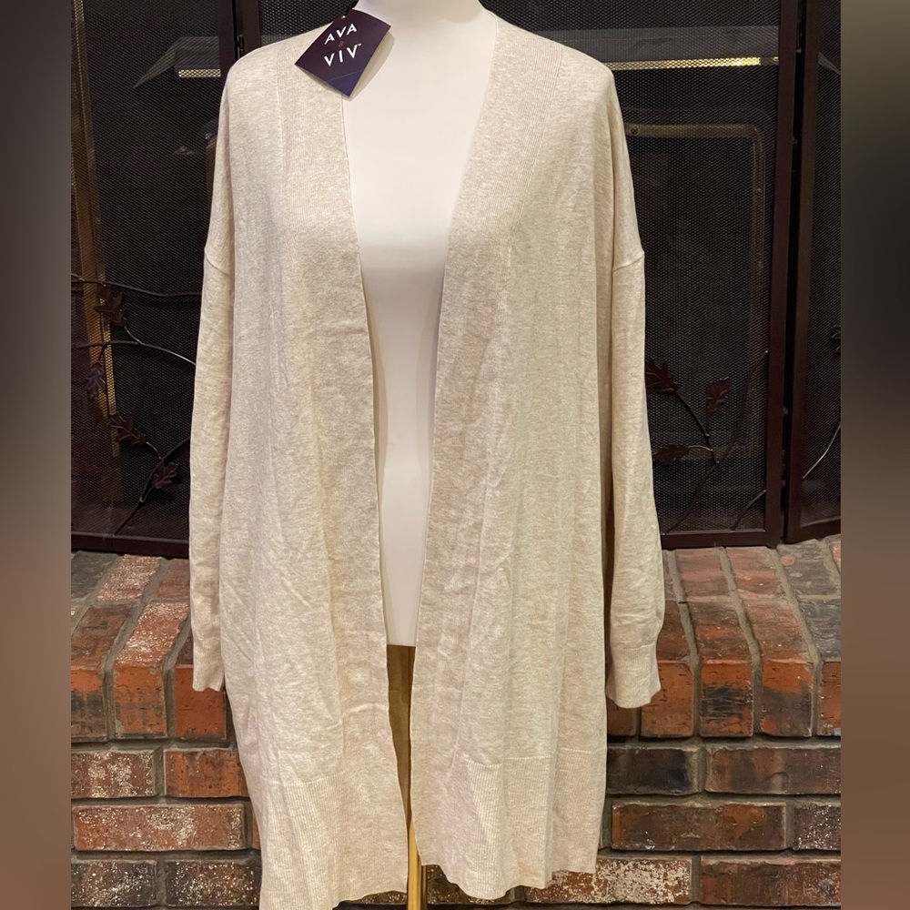 Ava & Viv Cream Open-Front Cardigan
